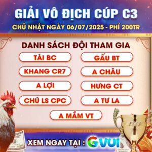 Thông Báo Giải Vô Địch Cúp Tại Bồ CPC3 Thomo Ngày 06/07/2025